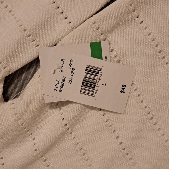 Danny & Nicole Womens 3/4 Sleeve Ivory/White Shrug - Size L - Picture 3 of 4